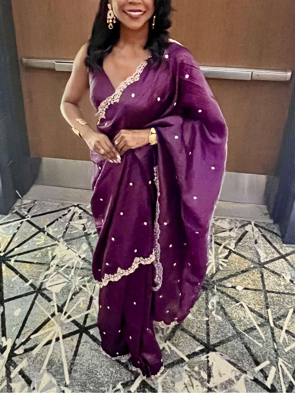 Elegant Purple Embroidered Women’s Saree - Picture 2 of 2